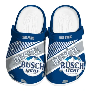 customized busch light crest icon blue gray clogs best selling hey clogs