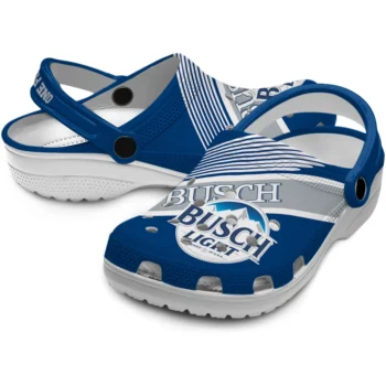 customized busch light crest icon blue gray clogs high quality hey clogs
