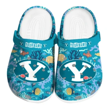 customized byu cougars tropical fish ocean clogs best selling