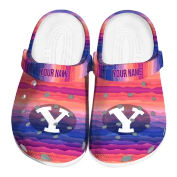 customized byu cougars wavy stripes clogs best selling