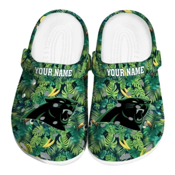 customized carolina panthers tropical leaves clogs best selling