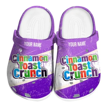 customized cinamon toast crunch logo focus purple white clogs best selling hey clogs