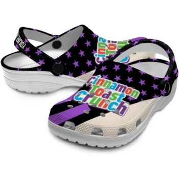 customized cinamon toast crunch stars patterned black purple clogs high quality hey clogs