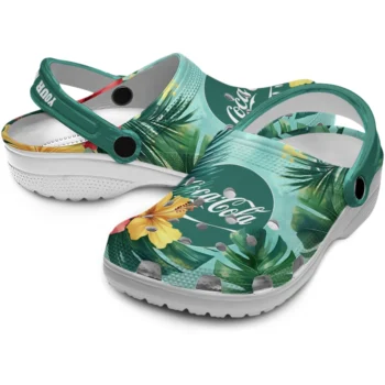 customized coca cola hibiscus cluster green red clogs high quality hey clogs