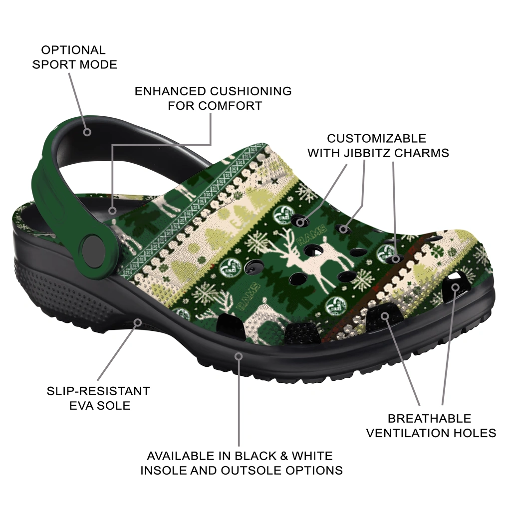 customized colorado state rams christmas motif clogs new arrival customized colorado state rams christmas motif clogs new arrival