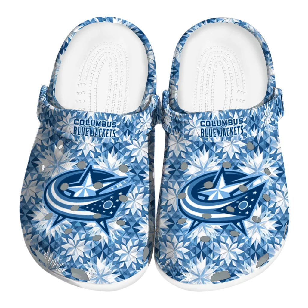 customized columbus blue jackets snowflake mosaic clogs best selling customized columbus blue jackets snowflake mosaic clogs best selling