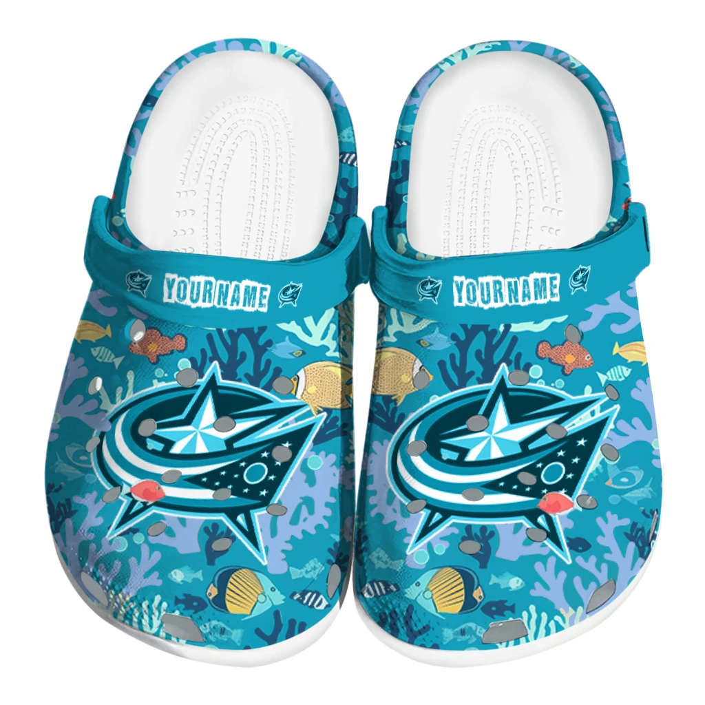 customized columbus blue jackets tropical fish ocean clogs best selling customized columbus blue jackets tropical fish ocean clogs best selling