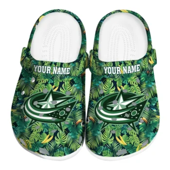 customized columbus blue jackets tropical leaves clogs best selling