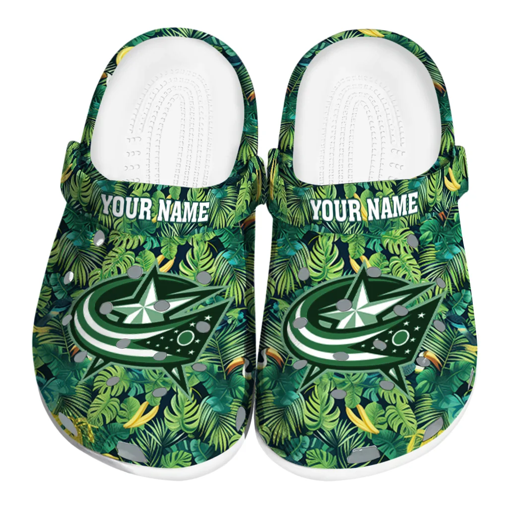 customized columbus blue jackets tropical leaves clogs best selling customized columbus blue jackets tropical leaves clogs best selling