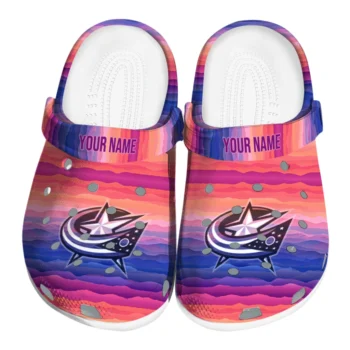 customized columbus blue jackets wavy stripes clogs best selling