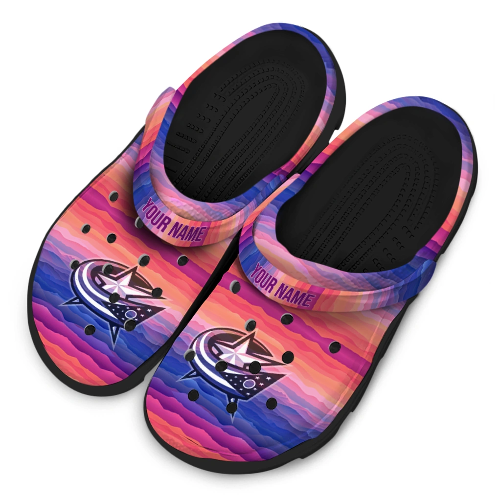 customized columbus blue jackets wavy stripes clogs latest model customized columbus blue jackets wavy stripes clogs latest model