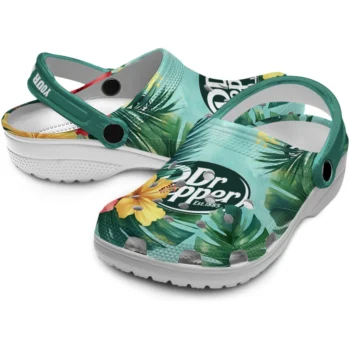 customized dr pepper hibiscus palms green red clogs high quality hey clogs