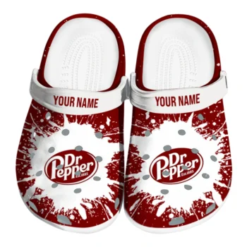customized dr pepper splash burst red white clogs best selling hey clogs