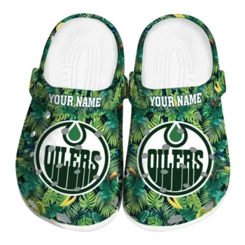 customized edmonton oilers tropical leaves clogs best selling