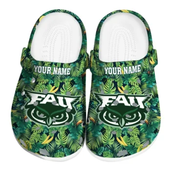 customized florida atlantic owls tropical leaves clogs best selling