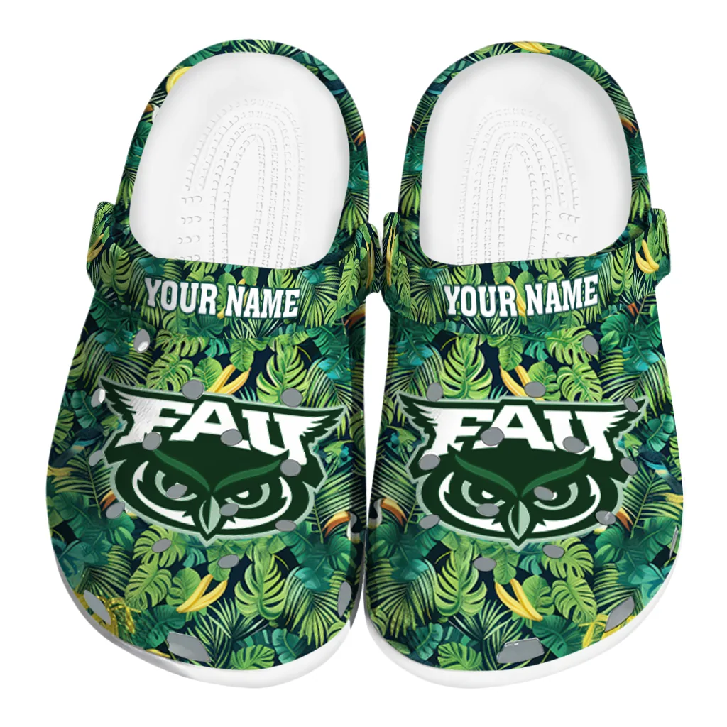 customized florida atlantic owls tropical leaves clogs best selling customized florida atlantic owls tropical leaves clogs best selling