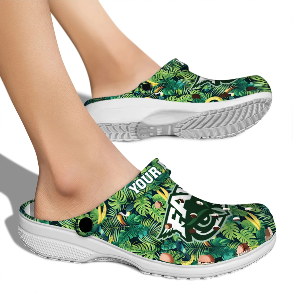 customized florida atlantic owls tropical leaves clogs fashion forward customized florida atlantic owls tropical leaves clogs fashion forward