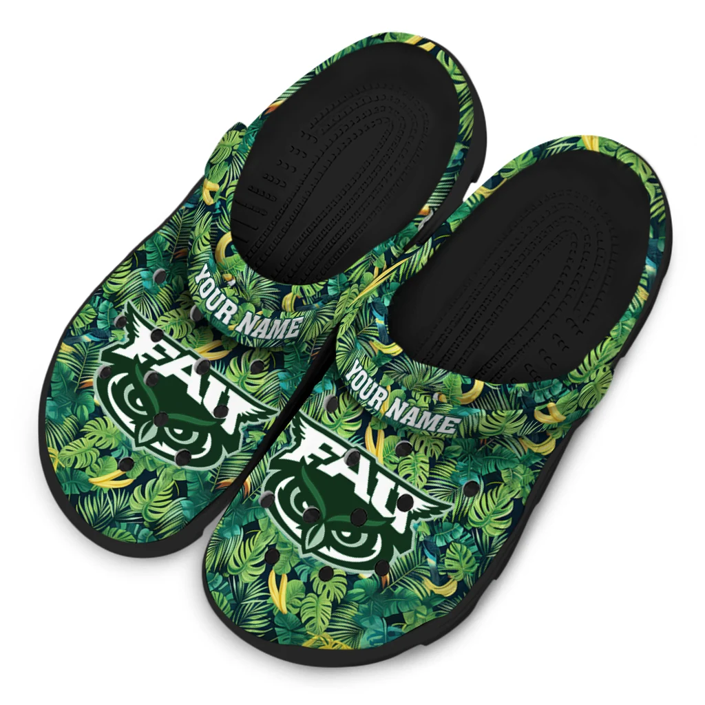customized florida atlantic owls tropical leaves clogs latest model customized florida atlantic owls tropical leaves clogs latest model