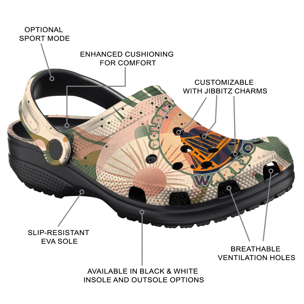 customized golden state warriors desert cactus pattern clogs new arrival customized golden state warriors desert cactus pattern clogs new arrival
