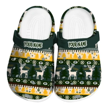 customized green bay packers christmas motif clogs best selling