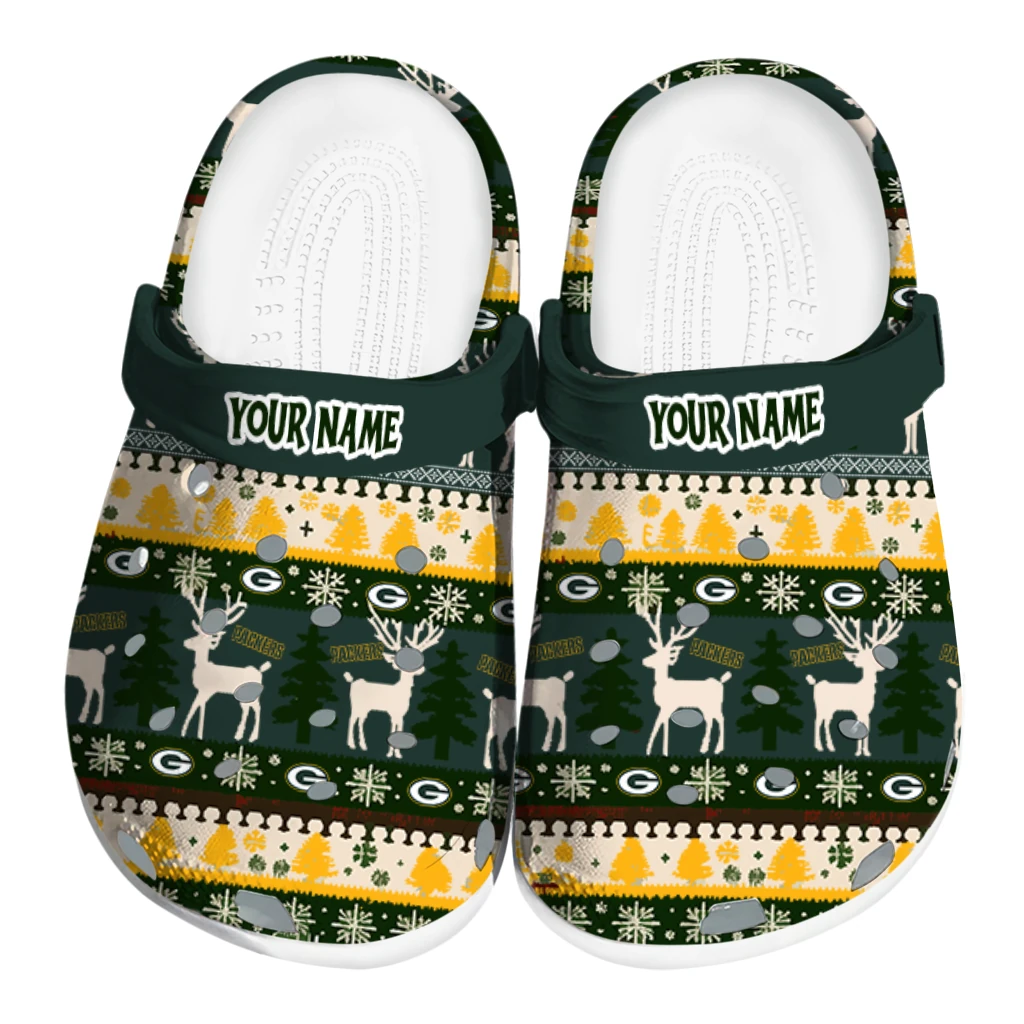 customized green bay packers christmas motif clogs best selling customized green bay packers christmas motif clogs best selling