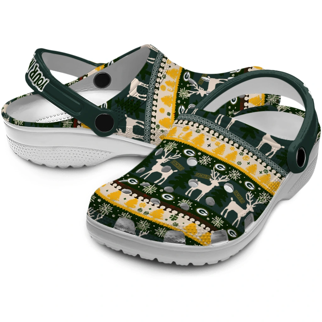 customized green bay packers christmas motif clogs high quality customized green bay packers christmas motif clogs high quality