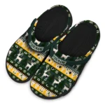 customized green bay packers christmas motif clogs best selling