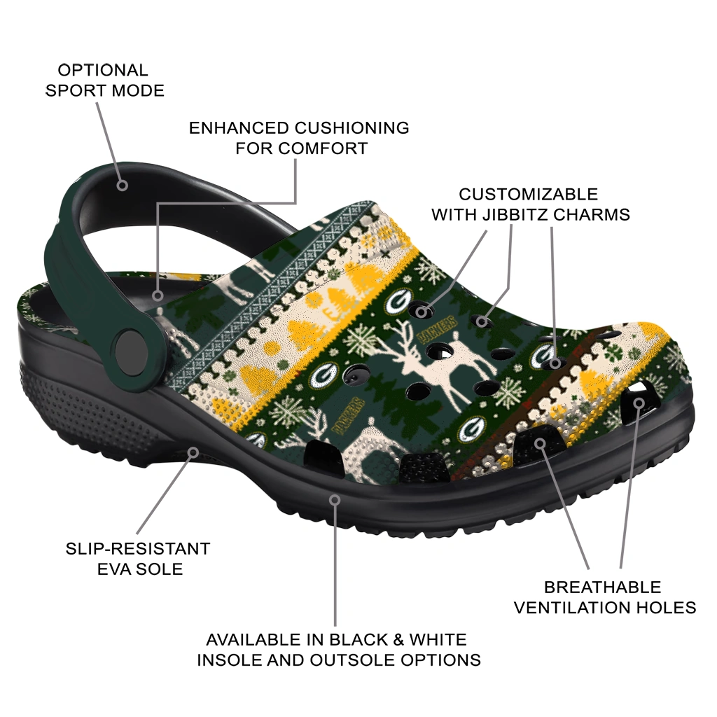 customized green bay packers christmas motif clogs new arrival customized green bay packers christmas motif clogs new arrival