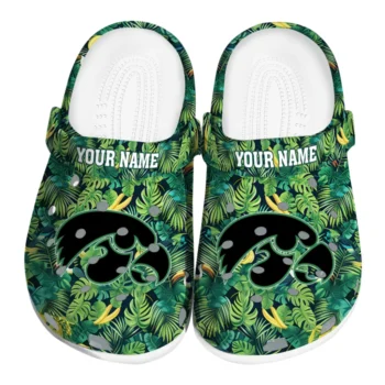 customized iowa hawkeyes tropical leaves clogs best selling