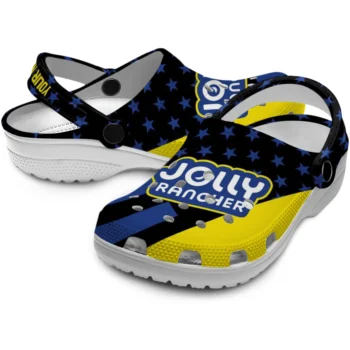 customized jolly rancher blue stars black yellow clogs high quality hey clogs