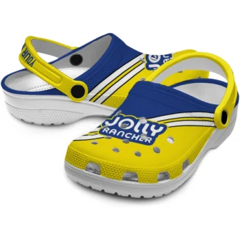 customized jolly rancher blue yellow clogs high quality hey clogs