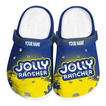 customized jolly rancher bold logo blue yellow clogs best selling hey clogs