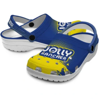 customized jolly rancher bold logo blue yellow clogs high quality hey clogs