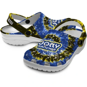 customized jolly rancher jolly burst blue yellow clogs high quality hey clogs