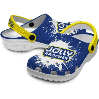 customized jolly rancher splash pop blue yellow clogs high quality hey clogs