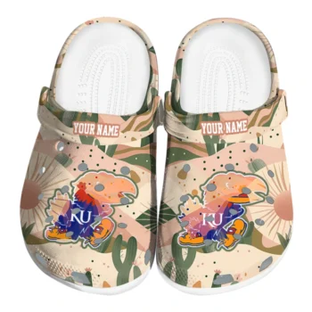 customized kansas jayhawks desert cactus pattern clogs best selling