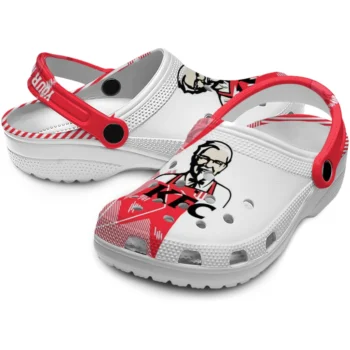 customized kfc colonel icon red white clogs high quality hey clogs