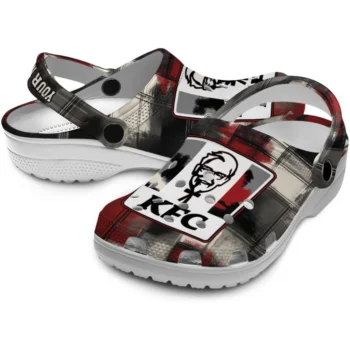 customized kfc icon centered black red clogs high quality hey clogs