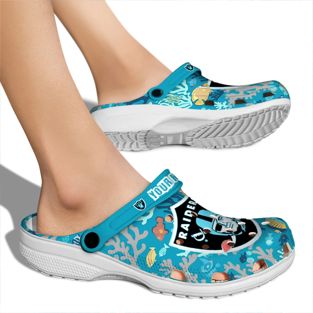 customized las vegas raiders tropical fish ocean clogs fashion forward customized las vegas raiders tropical fish ocean clogs fashion forward