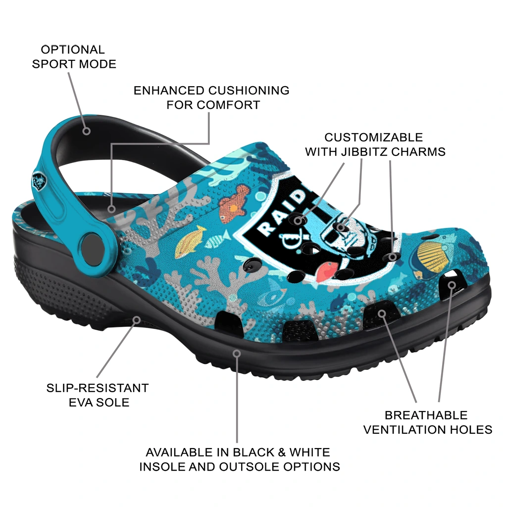 customized las vegas raiders tropical fish ocean clogs new arrival customized las vegas raiders tropical fish ocean clogs new arrival