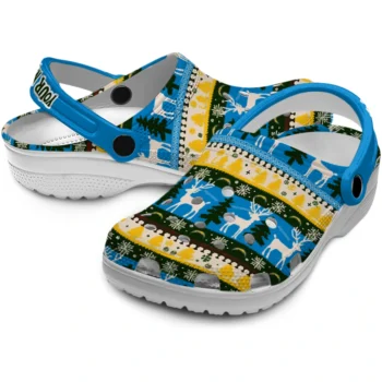customized los angeles chargers christmas motif clogs high quality