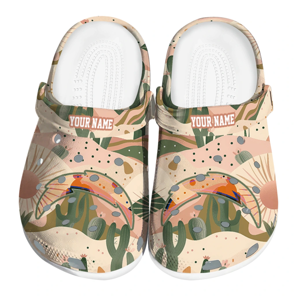 customized los angeles chargers desert cactus pattern clogs best selling customized los angeles chargers desert cactus pattern clogs best selling