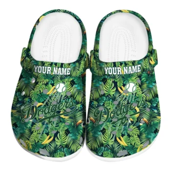 customized los angeles dodgers tropical leaves clogs best selling