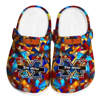 customized marshall thundering herd prism pieces clogs best selling