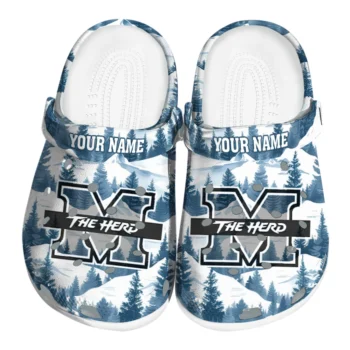 customized marshall thundering herd snowy mountains clogs best selling