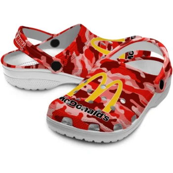 customized mcdonalds arches center red pink clogs high quality hey clogs