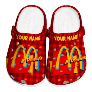 customized mcdonalds arches grid red yellow clogs best selling hey clogs
