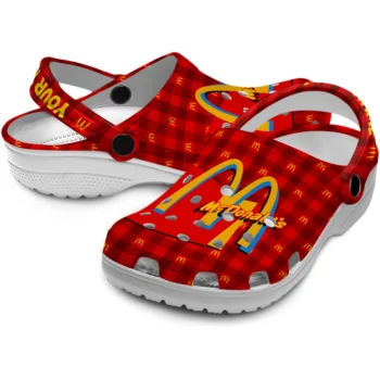 customized mcdonalds arches grid red yellow clogs high quality hey clogs