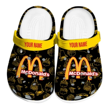 customized mcdonalds arches parade black yellow clogs best selling hey clogs