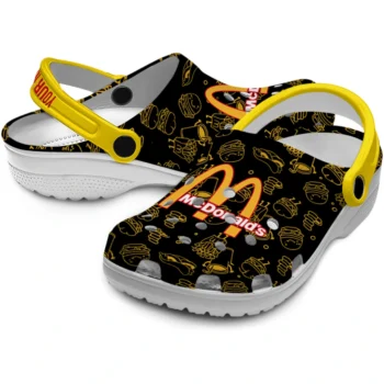 customized mcdonalds arches parade black yellow clogs high quality hey clogs